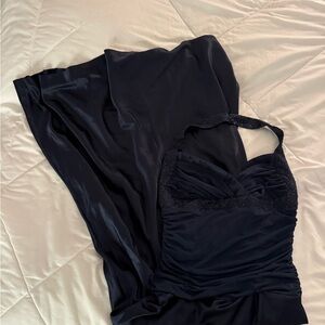 BCBG Black Halter Silk Beaded Prom Dress